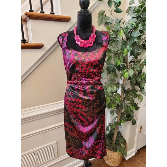 London Style Women Floral Polyester Square Neck Sleeveless Knee Length Dress 12 - Picture 1 of 14